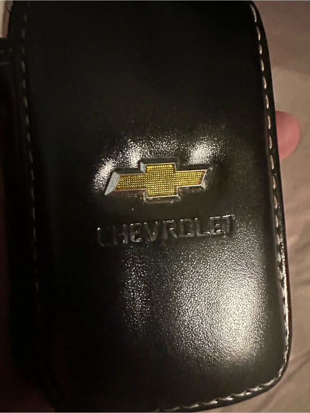 Genuine Black Leather Key Pouch with Clip | Chevrolet Zip Around Key Fob Holder